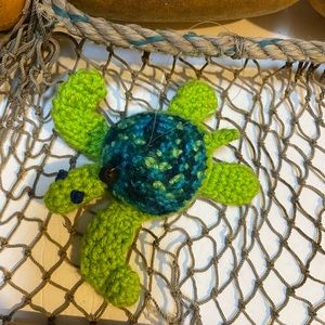 Crochet  Green & Blue Lava Bead Essential Oil Diffuser Sea Turtle Ornament SK